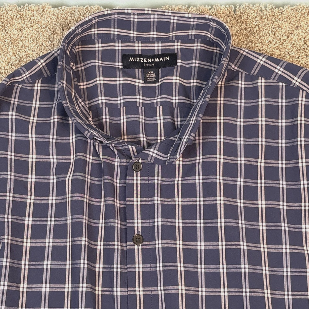 Mizzen+Main Shirt Men‎ XXL Leeward No Tuck Long Sleeve Button Down Performance
